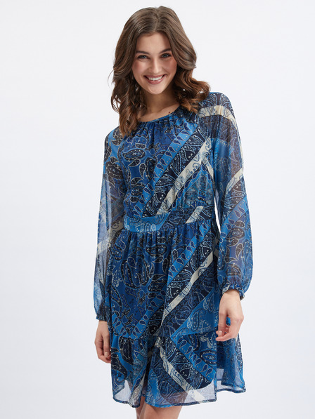 Orsay Dunkelblaues gemustertes Damenkleid ORSAY