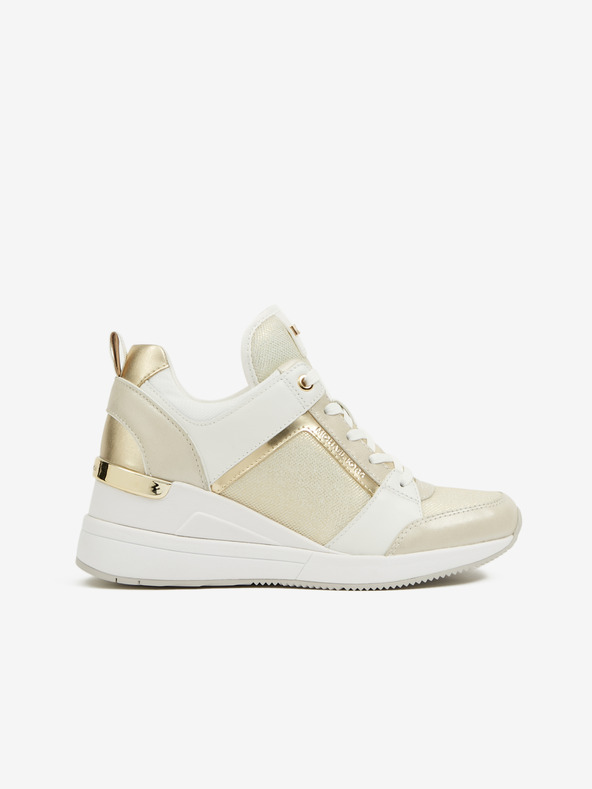 Michael Kors Weiß und beige Damen Leder Knöchel Turnschuhe Michael Kors Georgie
