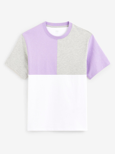Celio Lila-weißes Herren-T-Shirt aus Baumwolle Celio Dequoi