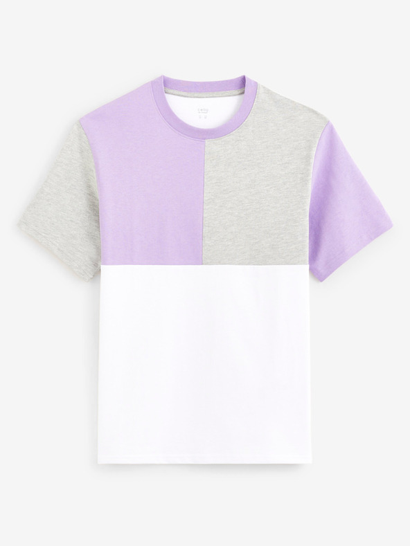 Celio Lila-weißes Herren-T-Shirt aus Baumwolle Celio Dequoi