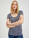 Orsay Dunkelblaues Damen T-Shirt mit Blumenmuster ORSAY