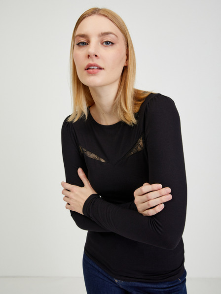 Orsay Schwarzes Damen T-Shirt mit Spitze ORSAY