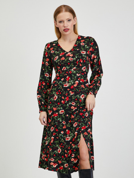 Orsay Rot-schwarzes Damen-Blumenkleid ORSAY