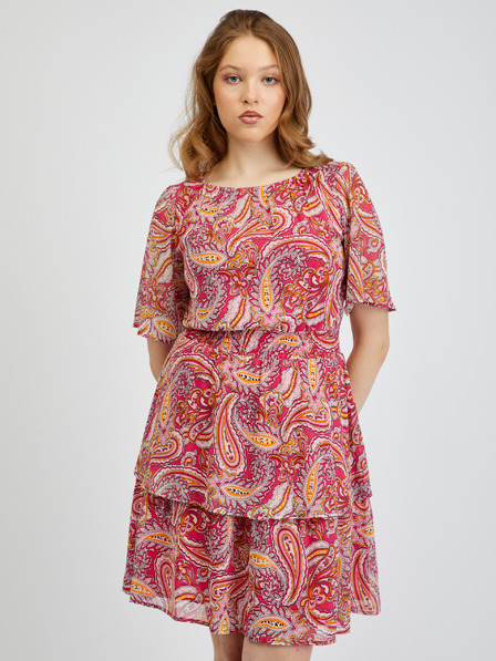 Orsay Rot und rosa gemustertes Damenkleid ORSAY