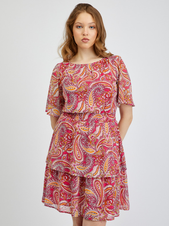 Orsay Rot und rosa gemustertes Damenkleid ORSAY