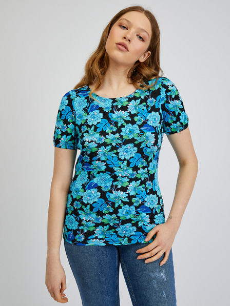Orsay Blau-schwarzes Damen-Blumen-Shirt ORSAY