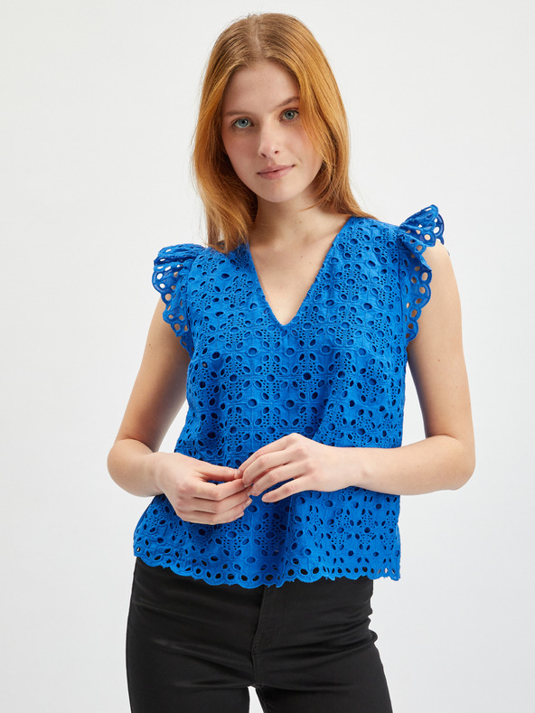 Orsay Blaue gemusterte Damenbluse ORSAY