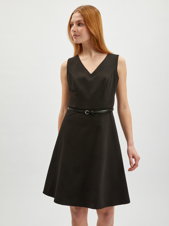 Orsay Schwarzes Damenkleid mit Gürtel ORSAY