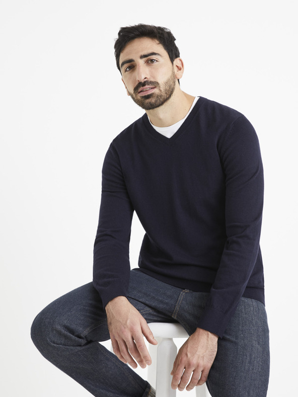Celio Dunkelblauer Pullover Celio Veviflex