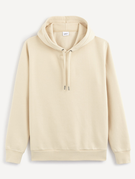 Celio Beigefarbener Basic-Kapuzenpullover für Männer Celio