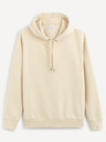 Celio Beigefarbener Basic-Kapuzenpullover für Männer Celio