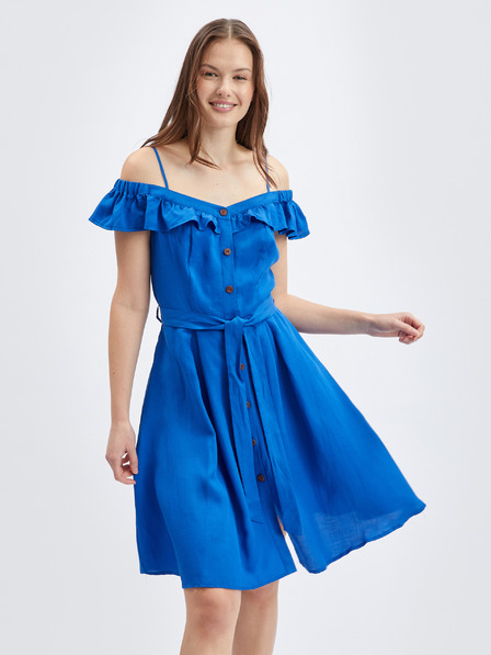 Orsay Blaues Damenkleid mit Leinen ORSAY
