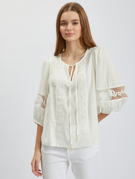 Orsay Weiße Damenbluse mit Spitze ORSAY