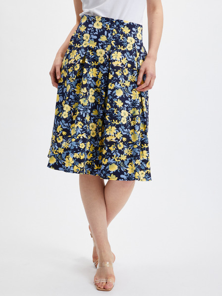 Orsay Gelbblauer Damen-Faltenrock mit Blumenmuster von ORSAY