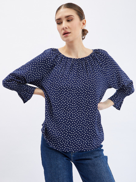 Orsay Dunkelblaue Damen-Polka-Dot-Bluse ORSAY