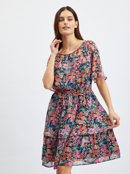 Orsay Rot-schwarzes Damen-Blumenkleid ORSAY