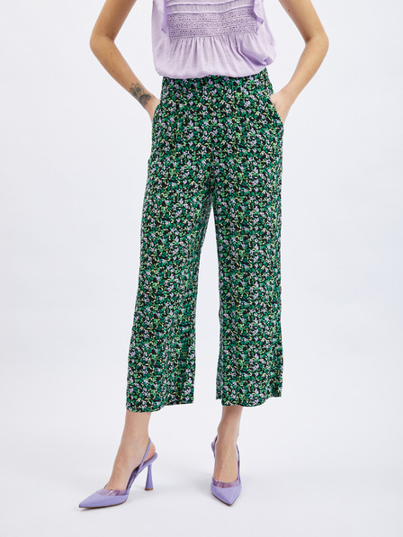 Orsay Schwarz-grüne Damenhose mit Blumenmuster ORSAY