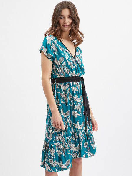 Orsay Petrolfarbenes Damen-Blumenkleid ORSAY
