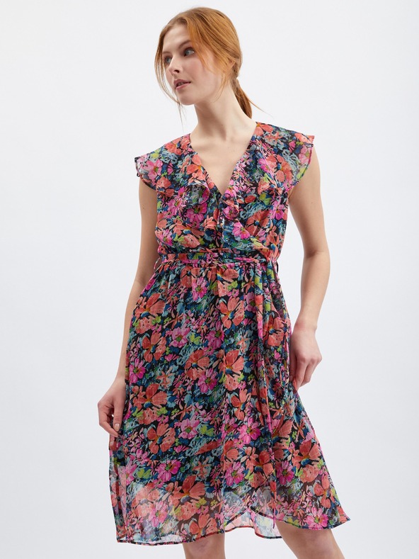 Orsay Rot-schwarzes Damen-Blumenkleid ORSAY
