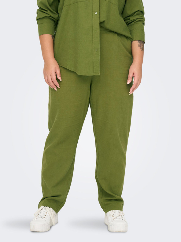 ONLY CARMAKOMA Grüne Damen-Leinenhose ONLY CARMAKOMA Caro