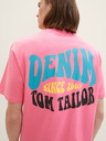 Tom Tailor Denim Rosa Herren Tom Tailor Denim T-Shirt mit Druck auf dem Rücken