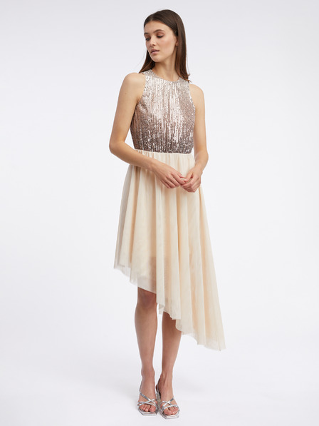 Orsay Beige Damenkleid mit Pailletten ORSAY