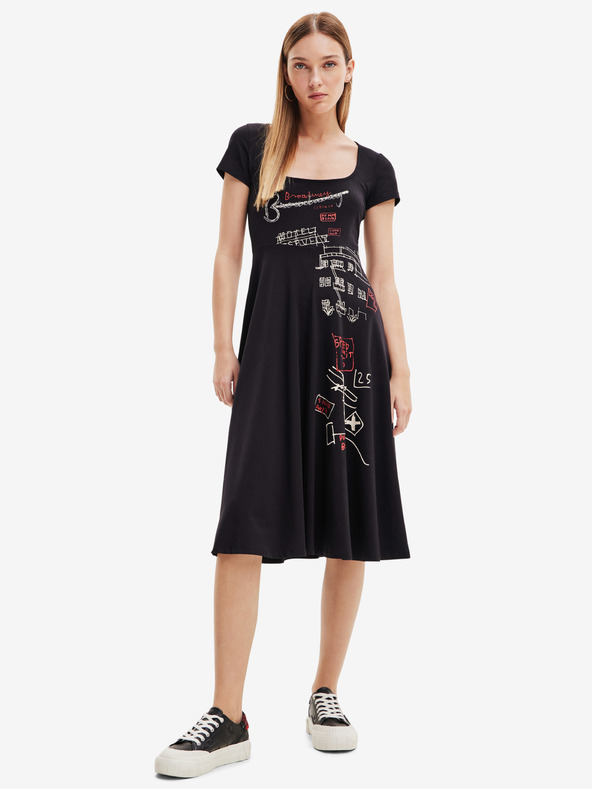 Desigual Schwarzes gemustertes Kleid für Damen von Desigual Broadway Road