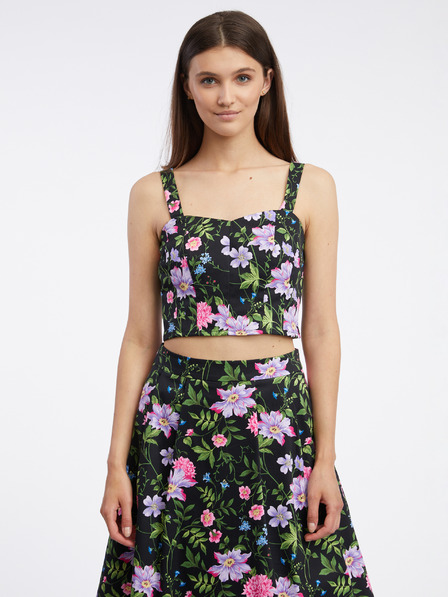 Orsay Schwarzes Damen-Blumen-Top ORSAY