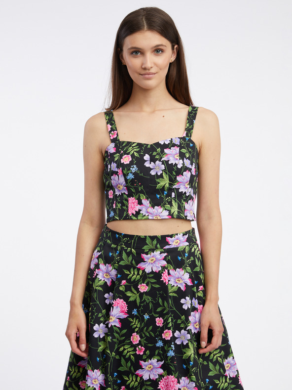 Orsay Schwarzes Damen-Blumen-Top ORSAY
