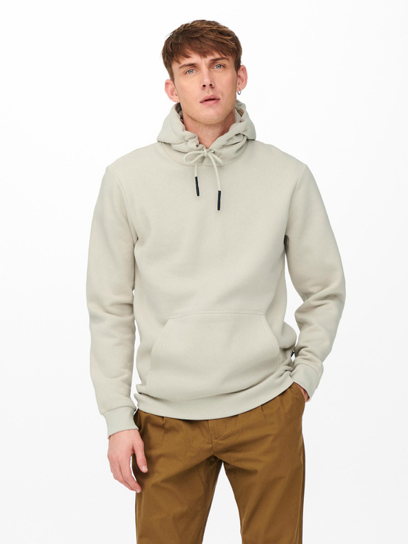 ONLY & SONS Beiges Basic-Kapuzensweatshirt für Herren von ONLY & SONS Ceres