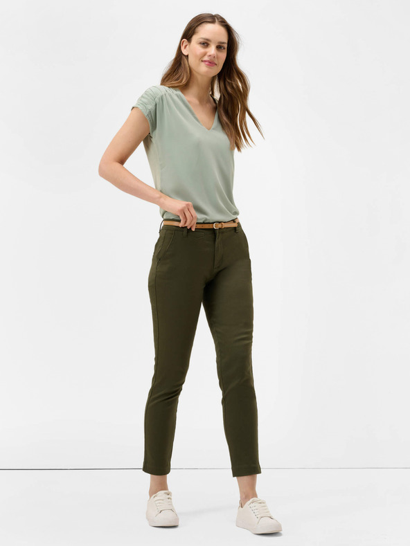 Orsay Khakifarbene abgeschnittene Chino Hose mit Gürtel ORSAY