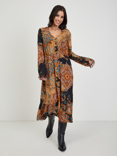 Orsay Braunes gemustertes Damen Midikleid ORSAY