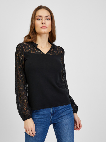 Orsay Schwarzes Damen T-Shirt mit Spitze ORSAY