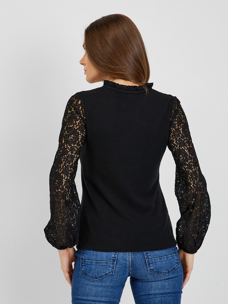 Orsay Schwarzes Damen T-Shirt mit Spitze ORSAY