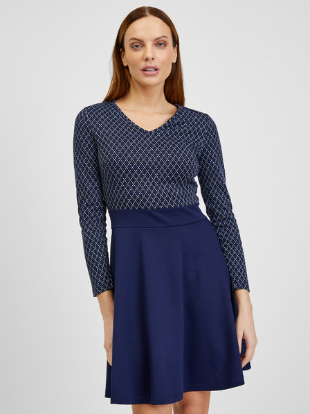 Orsay Dunkelblaues gemustertes Damenkleid ORSAY