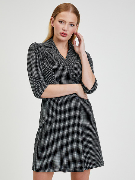 Orsay Weißes und schwarzes gemustertes Damenkleid ORSAY