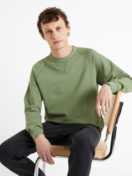 Celio Grünes Herren-Basic-Sweatshirt aus Baumwolle Celio Debiais