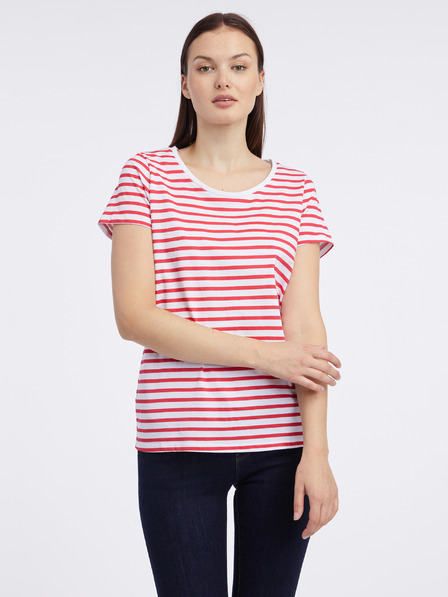 Orsay Weiß-rotes gestreiftes T-Shirt für Damen von ORSAY