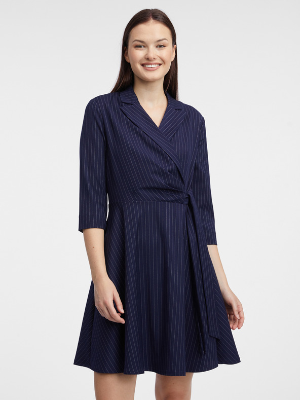 Orsay Dunkelblau gestreiftes Damen-Wickelkleid ORSAY