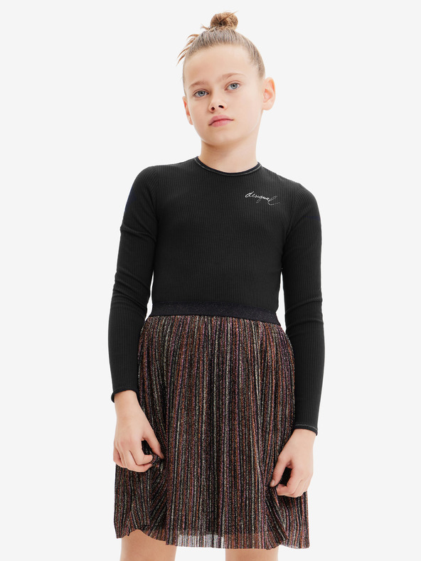 Desigual Desigual Paula braun und schwarz Mädchen Kleid