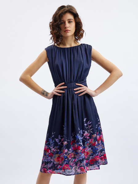Orsay Dunkelblaues geblümtes Kleid für Damen ORSAY