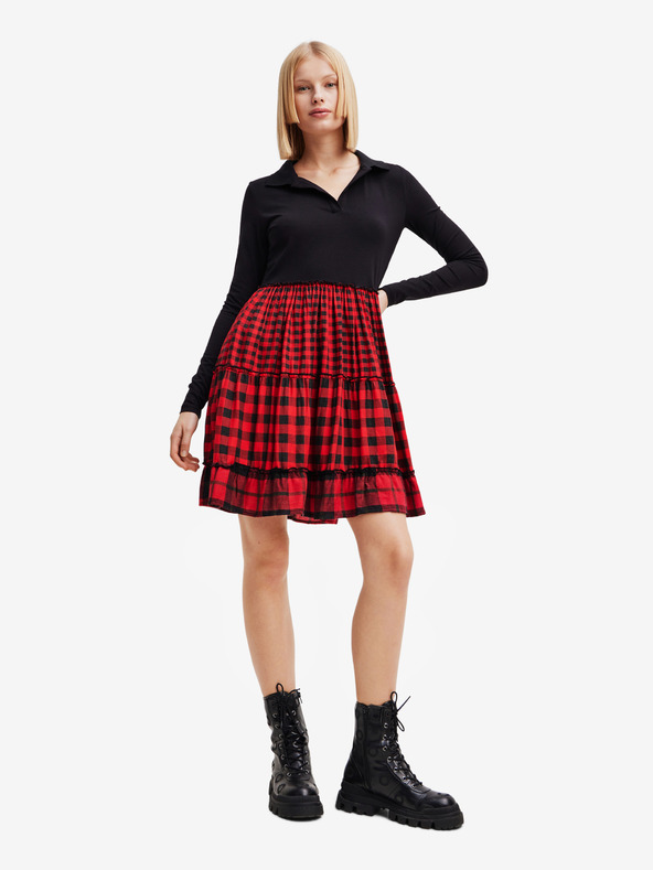 Desigual Rot-schwarz kariertes Damenkleid Desigual Harryst