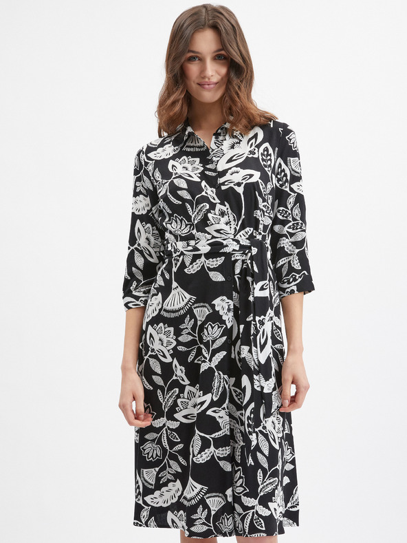 Orsay Schwarzes Damen Blumenkleid ORSAY