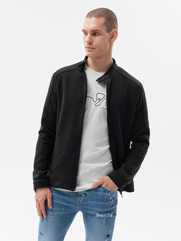 Ombre Clothing Schwarzer Kapuzenpullover mit Reißverschluss für Männer von Ombre Clothing