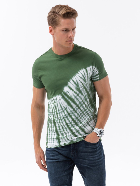 Ombre Clothing Dunkelgrünes Herren Batik Shirt Ombre Kleidung