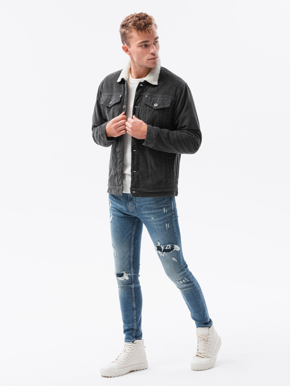 Ombre Clothing Dunkelgrau Herren Ombre Clothing C524 Übergangsjacke