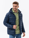 Ombre Clothing Herren-Steppjacke mit Kapuze - dunkelblau V3 C549