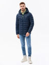 Ombre Clothing Herren-Steppjacke mit Kapuze - dunkelblau V3 C549
