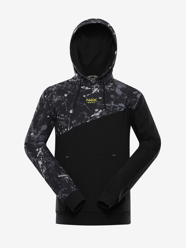 NAX Grau-schwarz gemusterter Herren-Kapuzenpullover NAX Mokec