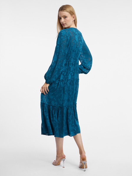 Orsay Blaues Damen-Midikleid mit Blumenmuster ORSAY